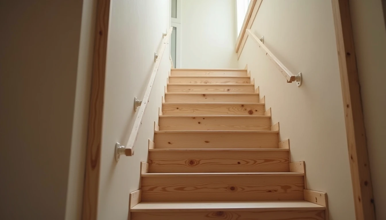 Close-up view of a staircase being installed in a loft conversion
