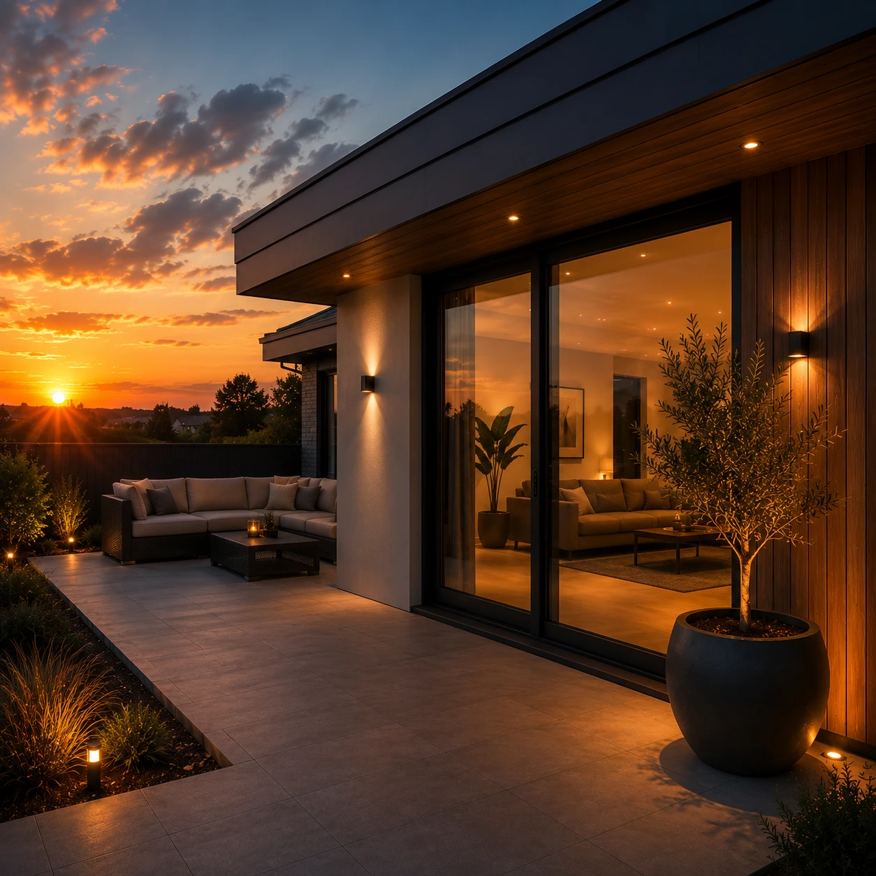 Modern home extension in Gloucester completed by DaNeW Construction with contemporary design and outdoor terrace.